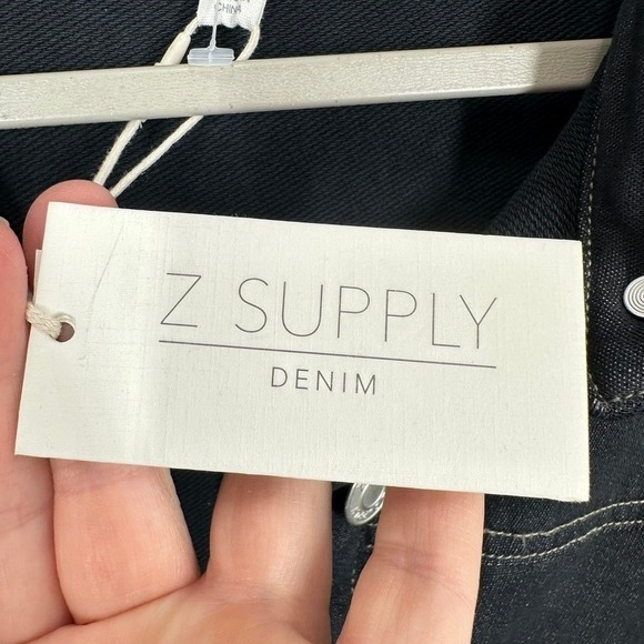 Z SUPPLY Elias Denim Romper‎ Black Button Front Short Sleeve Utility Size L NWT - Picture 6 of 9
